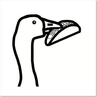 Food Thief Gaming Goose Steals Taco Black and White Portrait Posters and Art